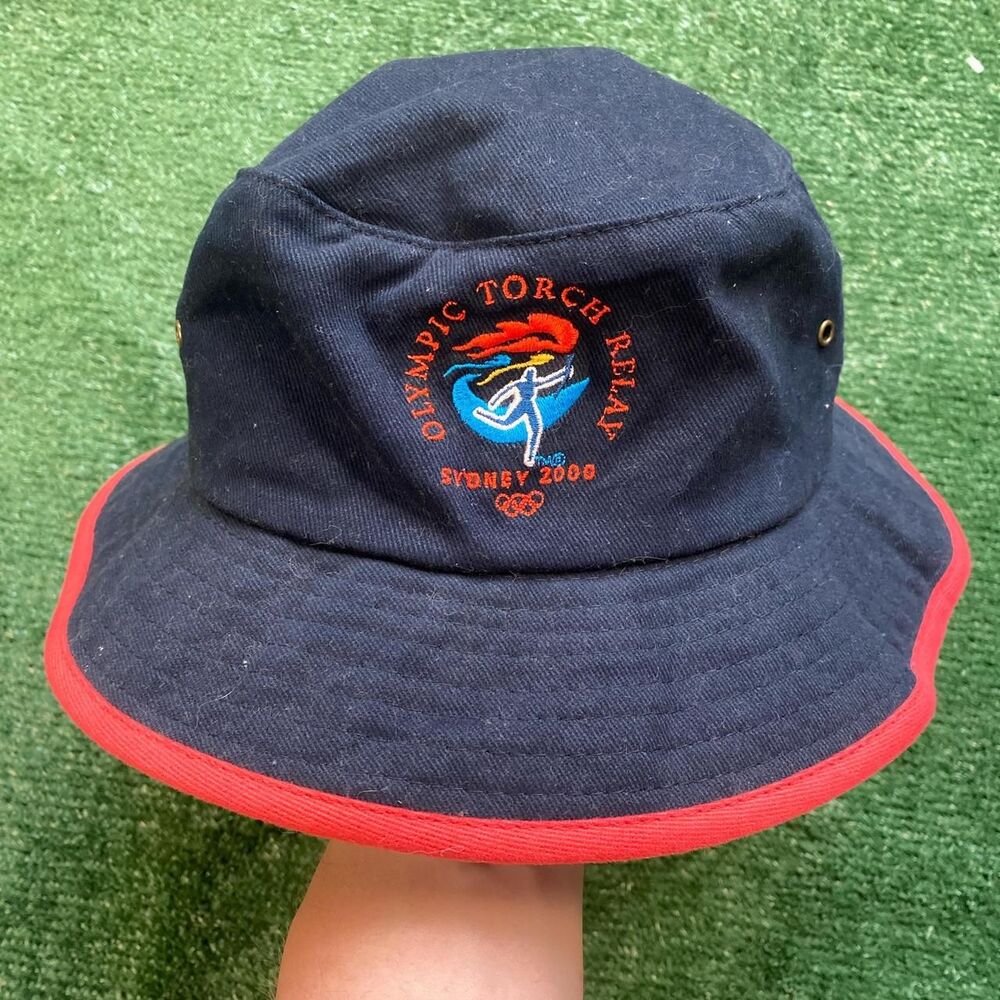 Vintage Y2K 2000 Sydney Olympics Navy and Red Bucket Hat